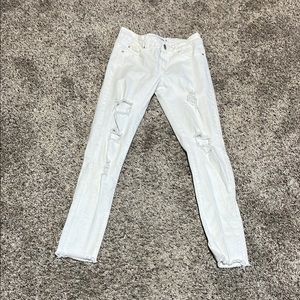 Women's White Distressed Jeans